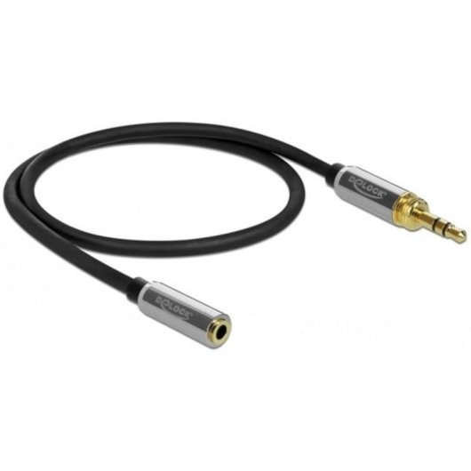 Audio-Verlängerungskabel Delock 3,5 mm Stecker zu Buchse 0,5 m schwarz/grau