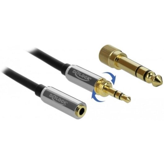 Audio-Verlängerungskabel Delock 3,5 mm Stecker zu Buchse 0,5 m schwarz/grau