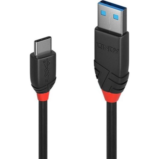 Cable USB 3.2 Gen 1 Lindy Black Line 0,5 m USB-A a USB-C 10 Gbit/s Negro