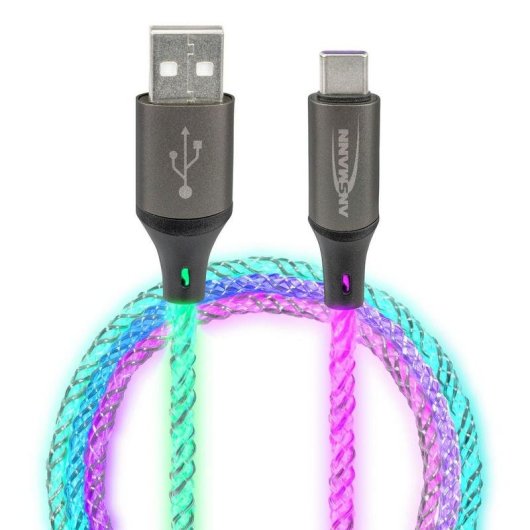 Cable USB-A a USB-C Ansmann 1700-0158 1 m iluminación LED multicolor