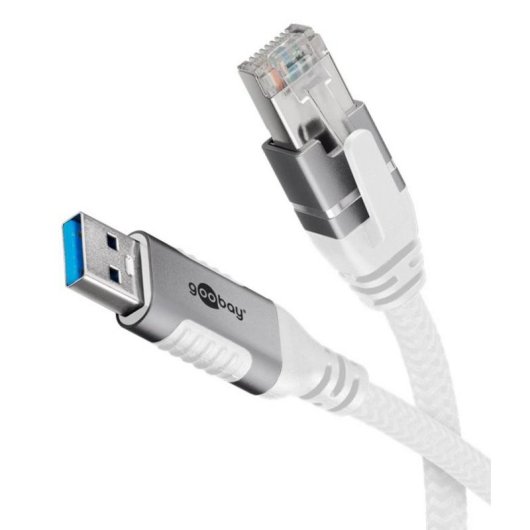 Câble réseau Goobay 74157 USB-A vers RJ-45 Cat6 1 m blanc