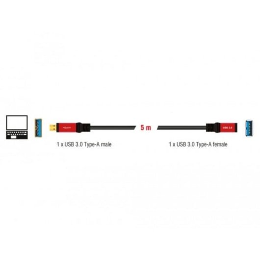 Cable de extensión USB 3.2 Gen 1 DeLOCK 5 m, USB-A macho a USB-A hembra