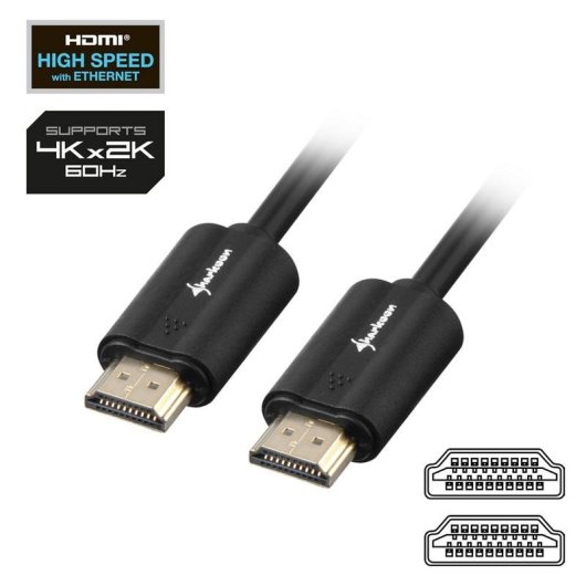 Cabo HDMI 4K 2m Preto Sharkoon