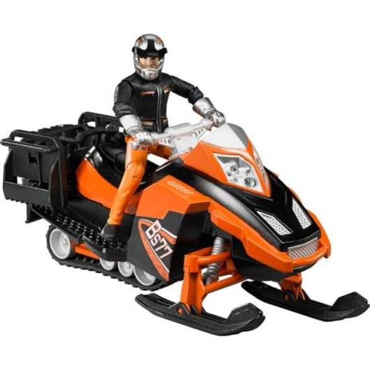 Modelo a escala Snowmobil BRUDER 1:16 con conductor y accesorios