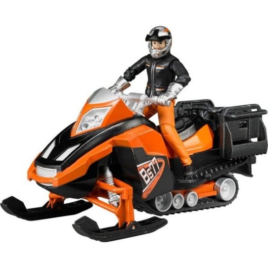 Modelo a escala Snowmobil BRUDER 1:16 con conductor y accesorios