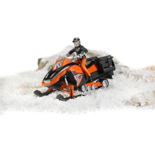Modelo a escala Snowmobil BRUDER 1:16 con conductor y accesorios