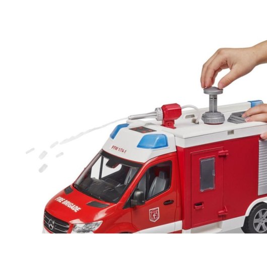 Camión de bomberos Mercedes Benz Sprinter BRUDER 1:16 con sonido e iluminación