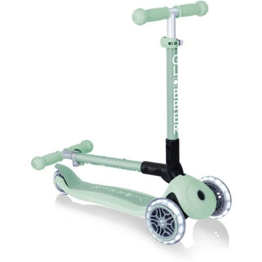 Patinete infantil Globber Junior plegable 3 ruedas luces LED verde claro