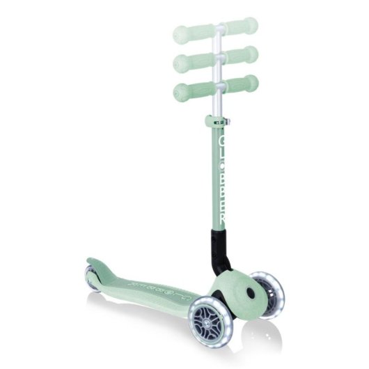 Patinete infantil Globber Junior plegable 3 ruedas luces LED verde claro