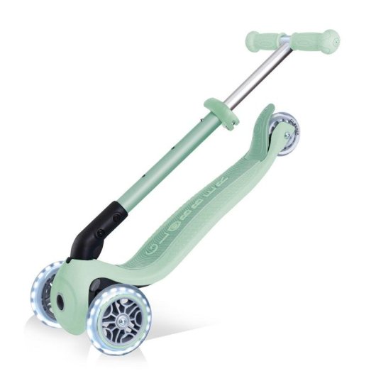 Patinete infantil Globber Junior plegable 3 ruedas luces LED verde claro
