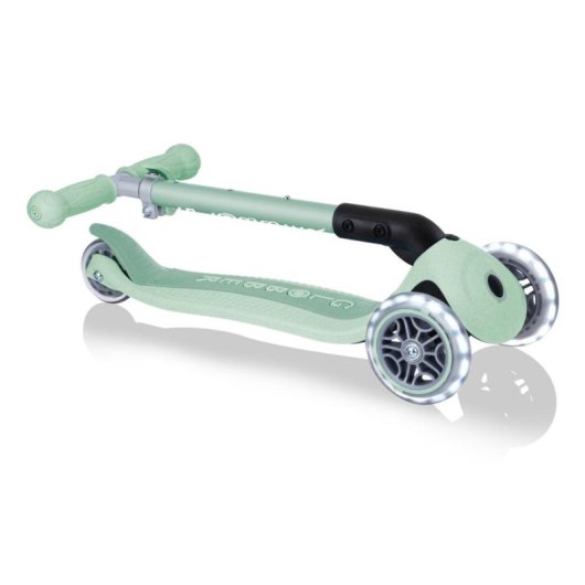 Patinete infantil Globber Junior plegable 3 ruedas luces LED verde claro