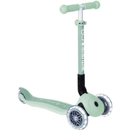 Patinete infantil Globber Junior plegable 3 ruedas luces LED verde claro
