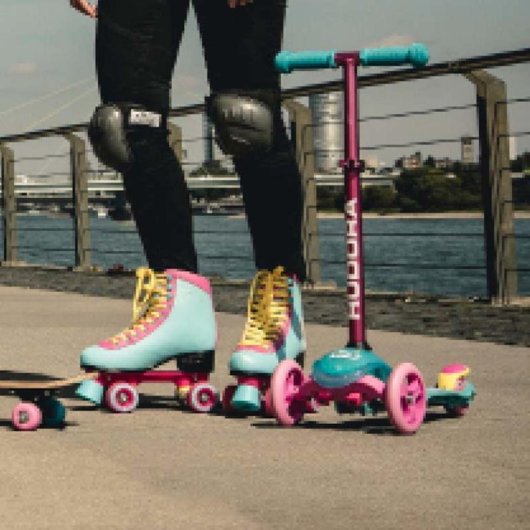 Patinette HUDORA Flitzkids 2.0 3 roues 50 kg Mancheron réglable Bleu/Rose