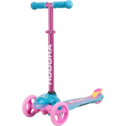Patinette HUDORA Flitzkids 2.0 3 roues 50 kg Mancheron réglable Bleu/Rose