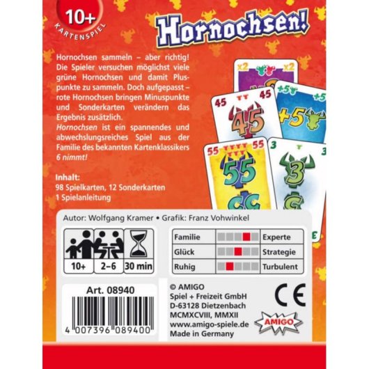 Jeu de cartes Amigo Hornochsen pour 2-6 joueurs à partir de 10 ans