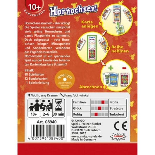 Jeu de cartes Amigo Hornochsen pour 2-6 joueurs à partir de 10 ans