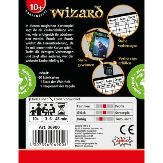 Amigo Wizard Kartenspiel, strategisches Familienspiel für 3 bis 6 Spieler