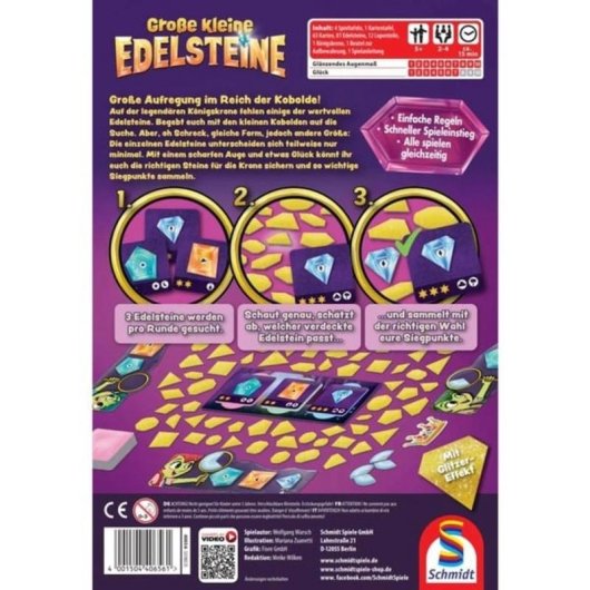 Jeu de cartes Schmidt Spiele Grosse kleine Edelsteine Famille 5 ans 15 min