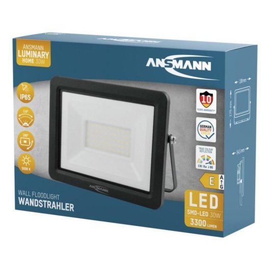 Luz de trabajo LED Ansmann WFL30W 30W 3300 lúmenes IP65 Negro