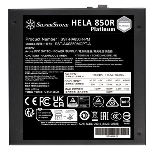 Source d'alimentation SilverStone HELA 850R Platinum 850W 80 PLUS Platinum modulaire
