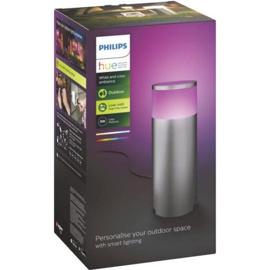 Bolardo extérieur Philips Hue White and Color ambiance Calla acier inoxydable