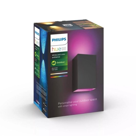 Aplique mural para exteriores Philips Hue White and Color ambiance Resonate Negro