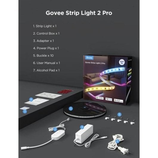 Cinta luminosa Govee Light 2 Pro 5 m RGBWW adhésive intérieure