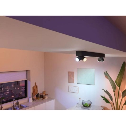 Plafón Inteligente Philips Hue Centris Negro 4 Focos Bluetooth/Zigbee