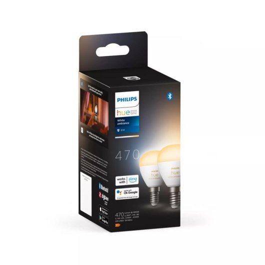 Bombilla inteligente Philips Hue White Ambiance E14 P45 Paquete de 2