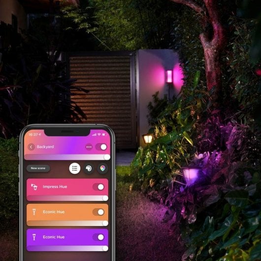Aplique mural exterior Philips Hue White and Color ambiance Impress Negro Bluetooth/Zigbee IP44