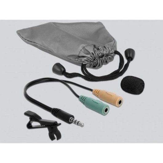 Microfone DeLOCK 66279 com fio omnidirecional com clipe e cabo 1,8 m