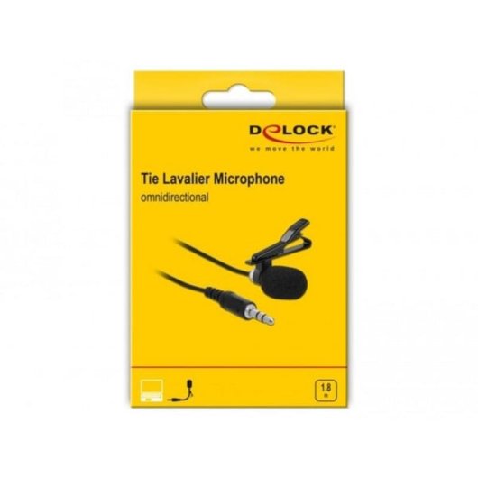 Microfone DeLOCK 66279 com fio omnidirecional com clipe e cabo 1,8 m