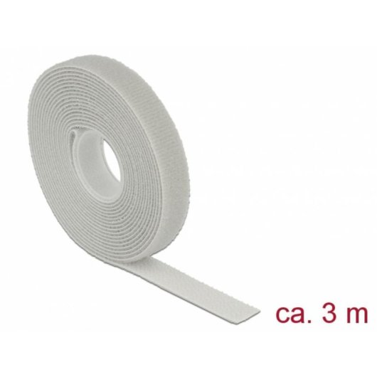Klettverschluss-Band DeLOCK 18275 Grau 13 mm 3 m