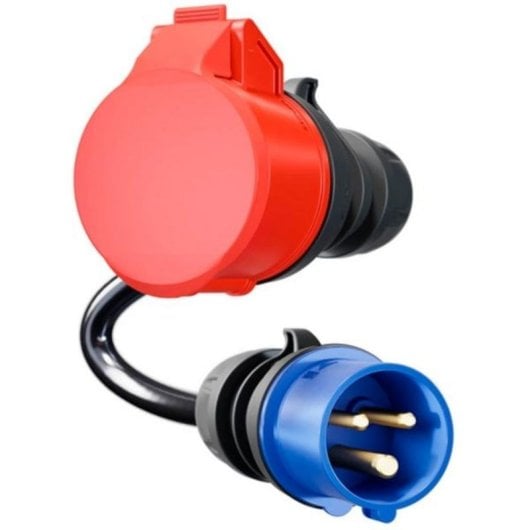 Adaptador go-e para Gemini flex 11 kW, CEE rojo trifásico 16A a CEE azul 16A