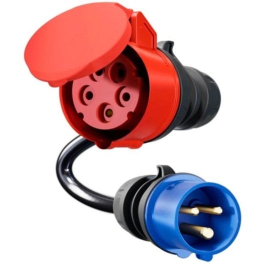 Adaptador go-e para Gemini flex 11 kW, CEE rojo trifásico 16A a CEE azul 16A