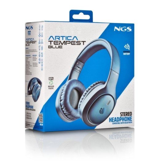 Auriculares NGS Artica Tempest Blue inalámbricos Bluetooth con micrófono y plegables