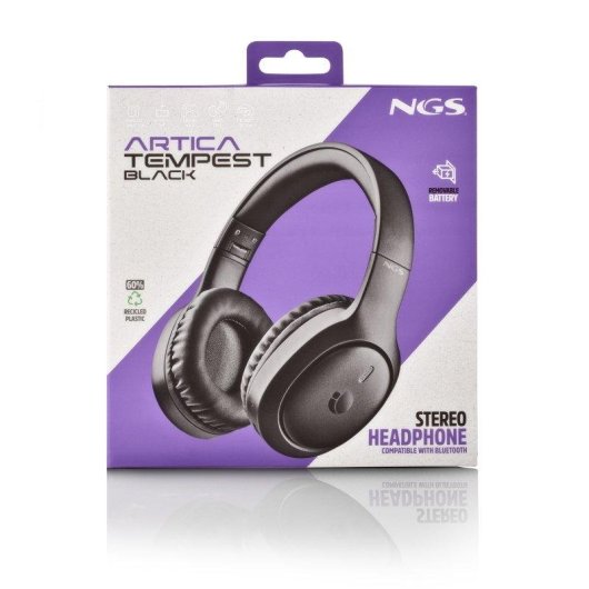 Auriculares NGS Artica Tempest inalámbricos Bluetooth con micrófono y plegables negros