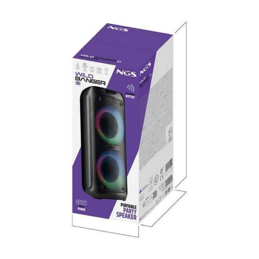 Altavoces NGS Wildbanger 3 inalámbricos portátiles Bluetooth 240W con LED RGB y batería