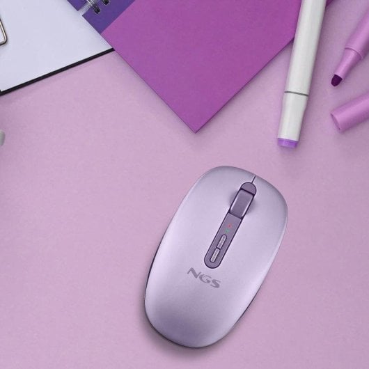 Mouse NGS Wireless Bluetooth 5.2 2.4 GHz 1600 DPI Silenzioso Viola