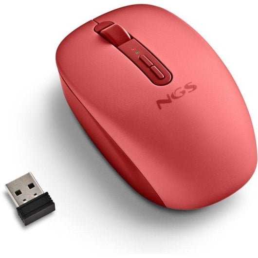 Mouse NGS Fog Dual Wireless Dual Bluetooth 5.2 1600DPI Silenzioso Rosso