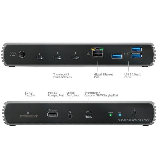 Base para portátiles Sonnet Echo 11 Thunderbolt 4 Dock 90W Negro