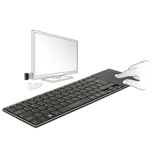 Teclado DeLOCK 12454 alámbrico con touchpad y 80 teclas alemán negro