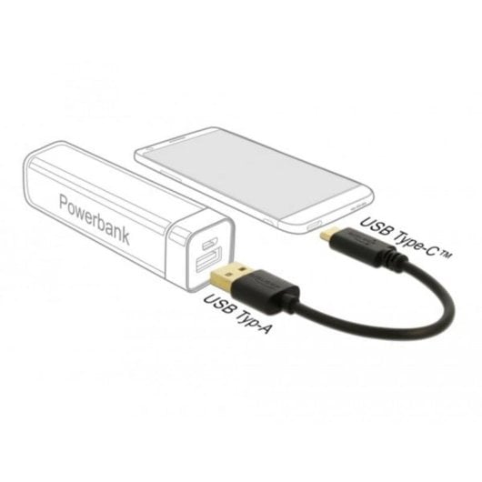 Cable USB DeLOCK 80954 0,15 m USB-A a USB-C Negro