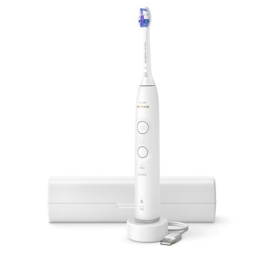 Schallzahnbürste Philips HX7400/06 2 Modi 3 Geschwindigkeiten Drucksensor Etui Weiß