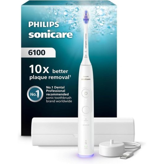 Schallzahnbürste Philips HX7400/06 2 Modi 3 Geschwindigkeiten Drucksensor Etui Weiß