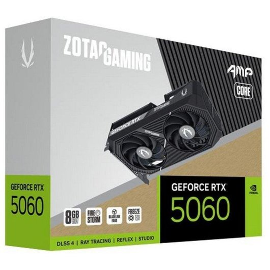 Tarjeta Gráfica Zotac GeForce RTX 5060 AMP Core 8GB GDDR7 Reflex 2 RTX AI DLSS4.5