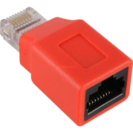 Cambiador de género para cables Goobay RJ-45 macho a hembra rojo