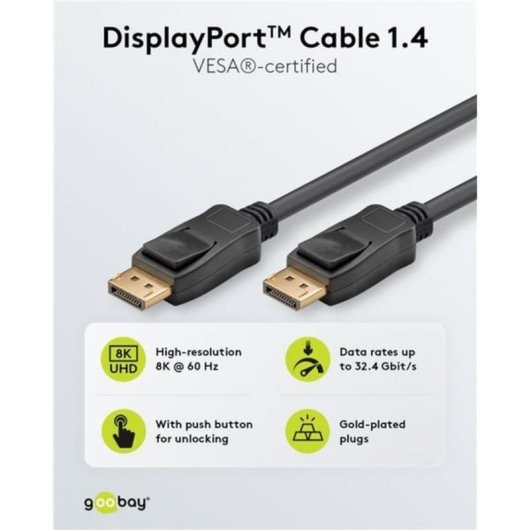 Cavo DisplayPort 1.4 Goobay 74779 3 m Maschio a Maschio 8K