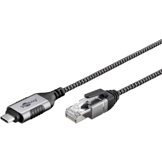 Cavo Adattatore Ethernet USB-C 3.2 Gen2 a RJ-45 Goobay 74407 10 m Nero/Argento