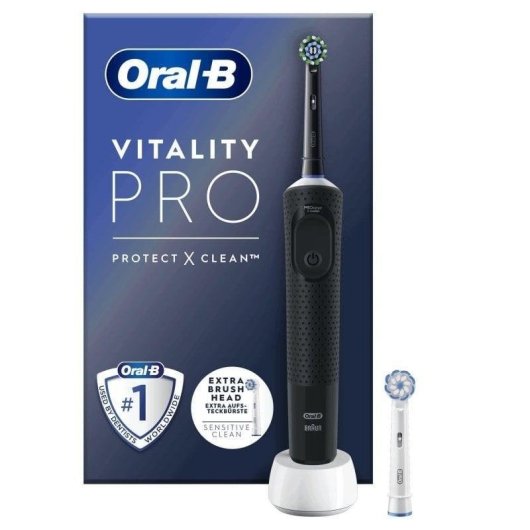 Oral-B Vitality Pro Pack de Cepillos de Dientes Eléctricos Recargables Azul y Negro + Cabezal Extra